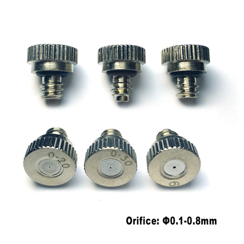 Nickel Plated Brass Misting Nozzle 0.1-0.8mm Orifice Threaded 10/24