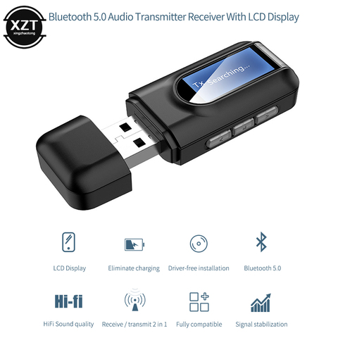 USB Bluetooth 5.0 Audio Transmitter Receiver LCD Display 3.5MM AUX RCA Stereo Wireless Adapter Dongle for PC TV Car Headphone ► Photo 1/6