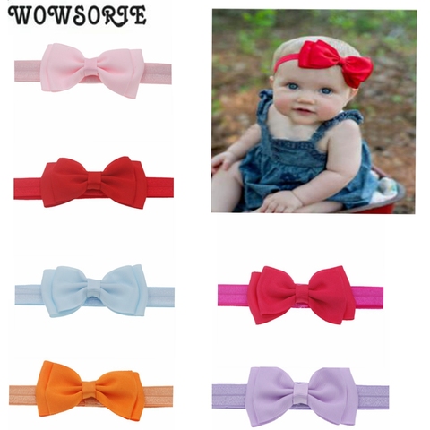 baby Headband Girl Flower Mini Satin Ribbon Double Layer Bow Newborn Elastic flower Hair Band children girls Hair Accessories ► Photo 1/6