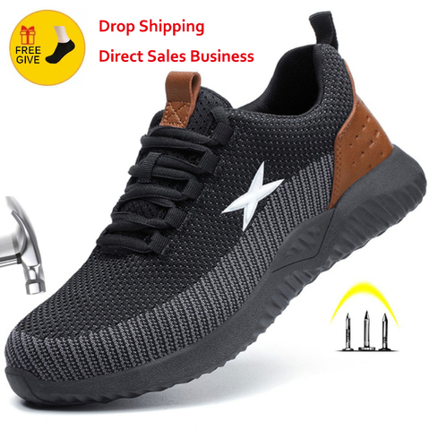 Safety Work Shoes For Men Women Steel Toe Cap Anti-smashing Working Boots Breathable Outdoor Construction Shoes Work Big Size 48 ► Photo 1/6