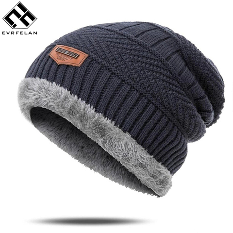 High Quality Men's Winter Hat Cotton Thicken Winter Warm Beanies hat For Men Fashion Unisex Knitted Hats Bonnet ► Photo 1/6