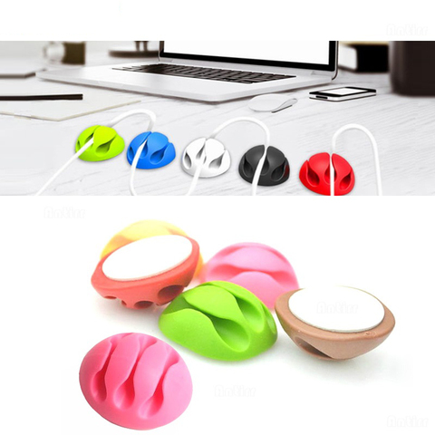 Wire Holder 2022 New Cable Winder Earphone Office Management Organizer Wire Self-Adhesive Desk Cord Holder Cable Clips 3 Slot ► Photo 1/4
