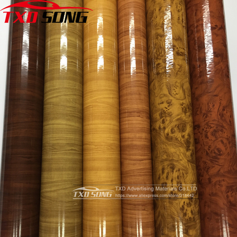 10/20/30/40/50CMX152CM High Glossy Wood Grain Car Interior DIY Vinyl Sticker Decal Wrap Film ► Photo 1/6