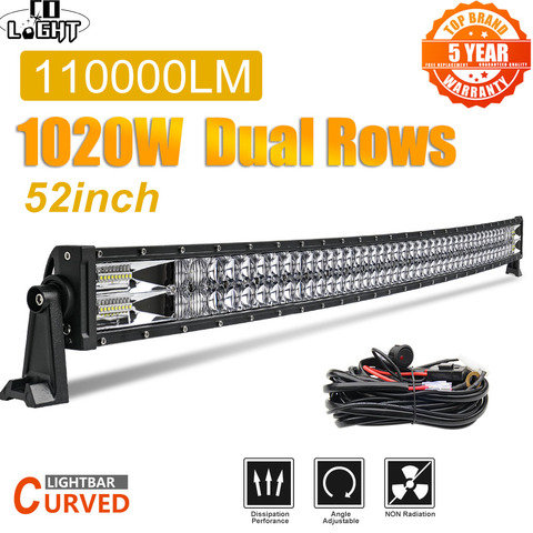 CO LIGHT 52“ Led Light Bar 1020W Led Work Lights 12V 24V Spot Flood Combo Beam for Truck Tractor SUV 4X4 4WD Offroad Barra Light ► Photo 1/6