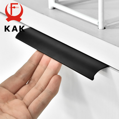 KAK Black Silver Hidden Cabinet Handles Zinc Alloy Kitchen Cupboard Pulls Drawer Knobs Bedroom Door Furniture Handle Hardware ► Photo 1/6