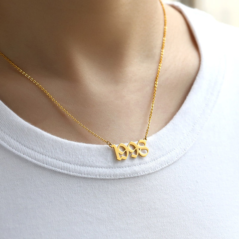 Birth Year Necklaces For Women Stainless Steel Gold Chain Anniversary Necklace Jewelry 1995 1997 2022 Birthday Wedding Date Gift ► Photo 1/6