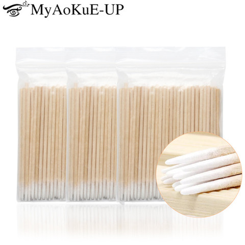 300pcs Disposable Ultra-small Cotton Swab Lint Free Micro Brushes Wood Cotton Buds Swabs Eyelash Extension Glue Removing Tools ► Photo 1/6