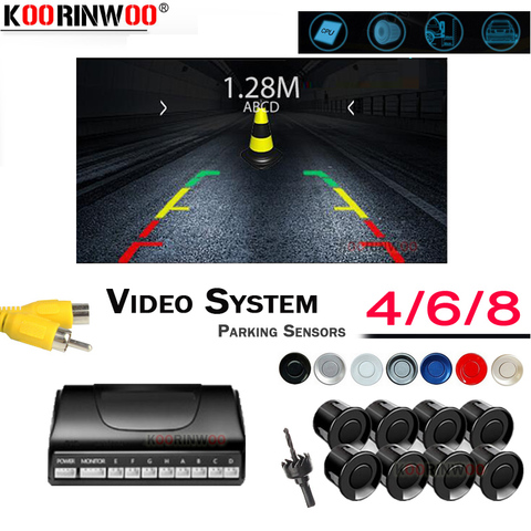 Koorinwoo Visible Video Car Parking Sensors 8/6/4 Probes Backlight Front With Rear Alarm Parktronic For DVD Andriod Media System ► Photo 1/6