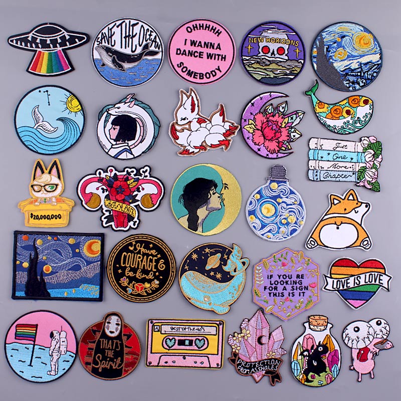 Van Gogh/Cartoon Patch Embroidered Patches For Clothing Anime
