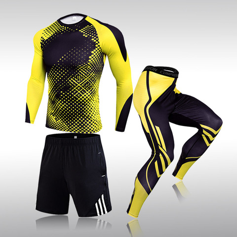 3 Pcs Set Men's Workout Sports Suit Gym Fitness Compression Clothes Running Jogging Sport Wear Exercise Rashguard Men ► Photo 1/6