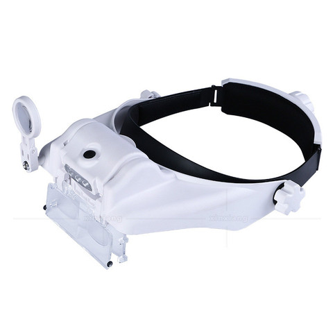 Three LED Light Illumination Helmet Glasses Magnifying Glass 6 Multiple Tattoo Eyebrow Beauty Workbench Laboratory ► Photo 1/5