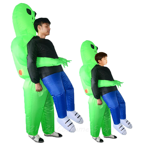 2022 New Inflatable Costume green alien Adult kids Funny Blow Up Suit Party Fancy Dress unisex costume Halloween Costume ► Photo 1/6