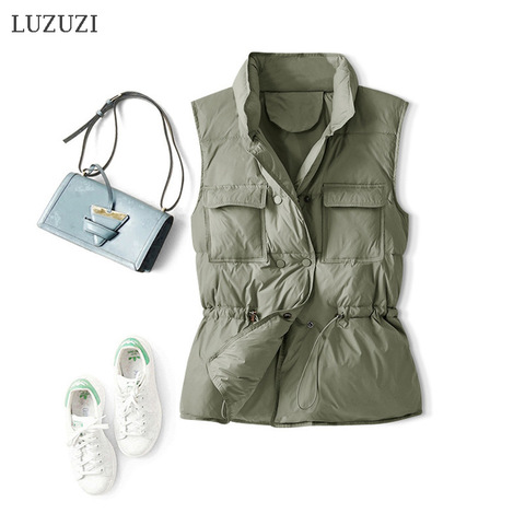 LUZUZI 2022 New Autumn Winter Ultra Light Down Women's Warm Vest Down Jacket Short Coat Parka Sleeveless Jacket Autumn Waistcoat ► Photo 1/6