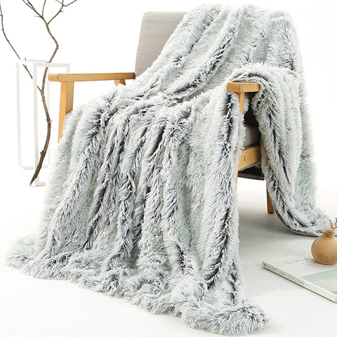 Silver Grey Red Coffee Wolf Faux Fur Throw Blanket Sofa Chair Bed Bedding Super Soft 100% Polyester Plush Fiber Blanket 2 Sizes ► Photo 1/6