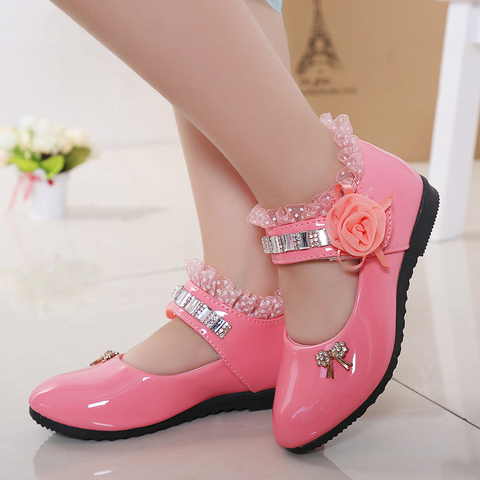 2022 New Children Elegant Princess PU Leather Sandals Kids Girls Wedding Dress Party Beaded Shoes For Girls ► Photo 1/6