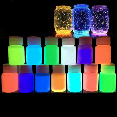 12 Colors 10 grams Eco-friendly Without Radiation Neon Phosphor Powder Dust Luminous Pigment Fluorescent Powder Glow in the Dark ► Photo 1/6
