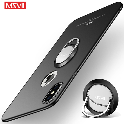 For iPhone XS Max Case MSVII Finger Ring Ultra Thin Case For iPhone 5 5S SE Metal Car Holder Case For iPhone 6 6S 7 8 Plus XS XR ► Photo 1/6