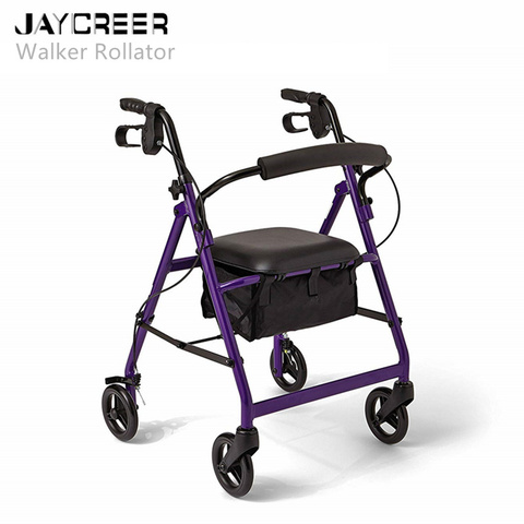 JayCreer Super Light Rollator Lightweight Aluminum Loop Brake Folding Walker Adult W/height Adjustable Seat By Legs And Arms ► Photo 1/1