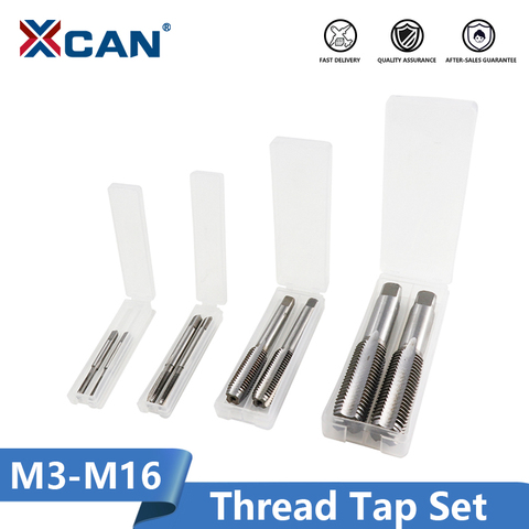 XCAN Thread Tap Set Right Hand Straight Flute Tap M3 M4 M5 M6 M7 M8 M10 M12 M14 M16 Metric 2pcs Threading Tool Screw Tap Drill ► Photo 1/6