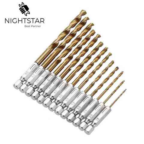 13pcs Titanium HSS Coated Drill Bit Set 1/4 Hex Shank 1.5-6.5mm Twist Drill Bit HSS High Speed Steel ► Photo 1/6