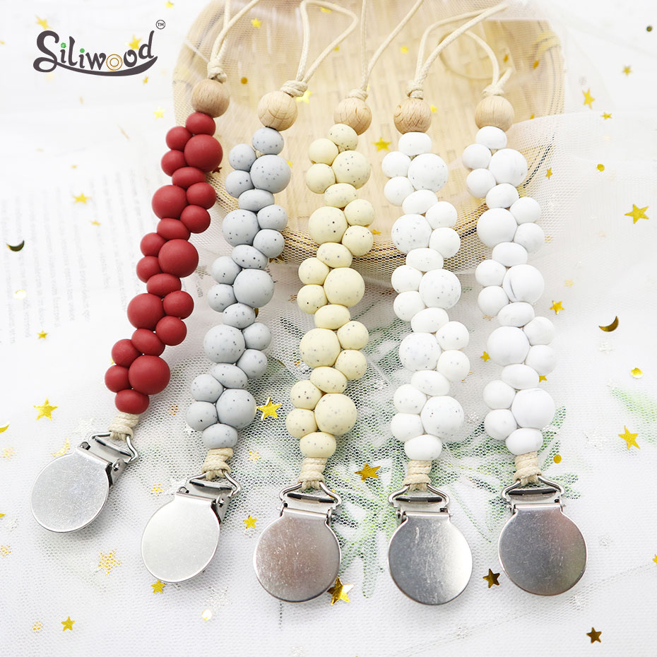 Boys Teething Silicone Beads Baby Pacifier Pacifier Clip Nipple Chains 