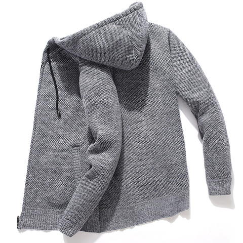 Hooded Knitted Man Sweater Fleece Cardigan Oversized Men's Sweater Winter Casual Solid Hoodies Sweater Homme Knitted Men Coats ► Photo 1/6