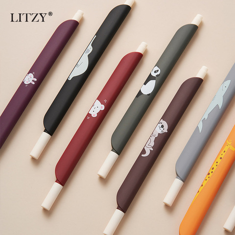 LITZY 1pcs Cute Colors Gel Pens 0.5mm Animal Kawaii Neutral Pen Journal Retro Pen School Supplies Office Writing Stationery ► Photo 1/6