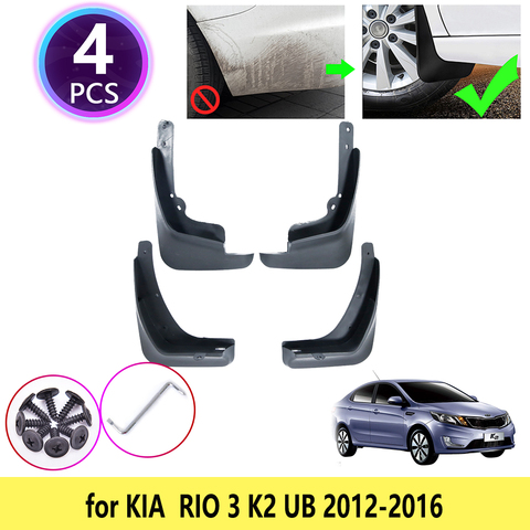 4PCS for KIA RIO 3 UB 2012 2013 2014 2015 2016 Russian Model K2 Mudguards Mudflaps Fender Mud Flap Splash Guards Car Accessories ► Photo 1/6