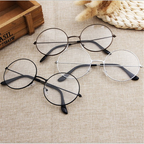 Fashion New Arrival  Ultra Light Decorative Glasses Round Retro No Degree Metal Decoration Flat Unisex Glasses ► Photo 1/6