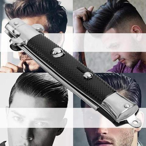 Automatic Folding Knife Comb for Men Hair Trimmer Butterfly Men's Pocket Comb Stainless Steel Spring Jump Brush Styling Tools ► Photo 1/6