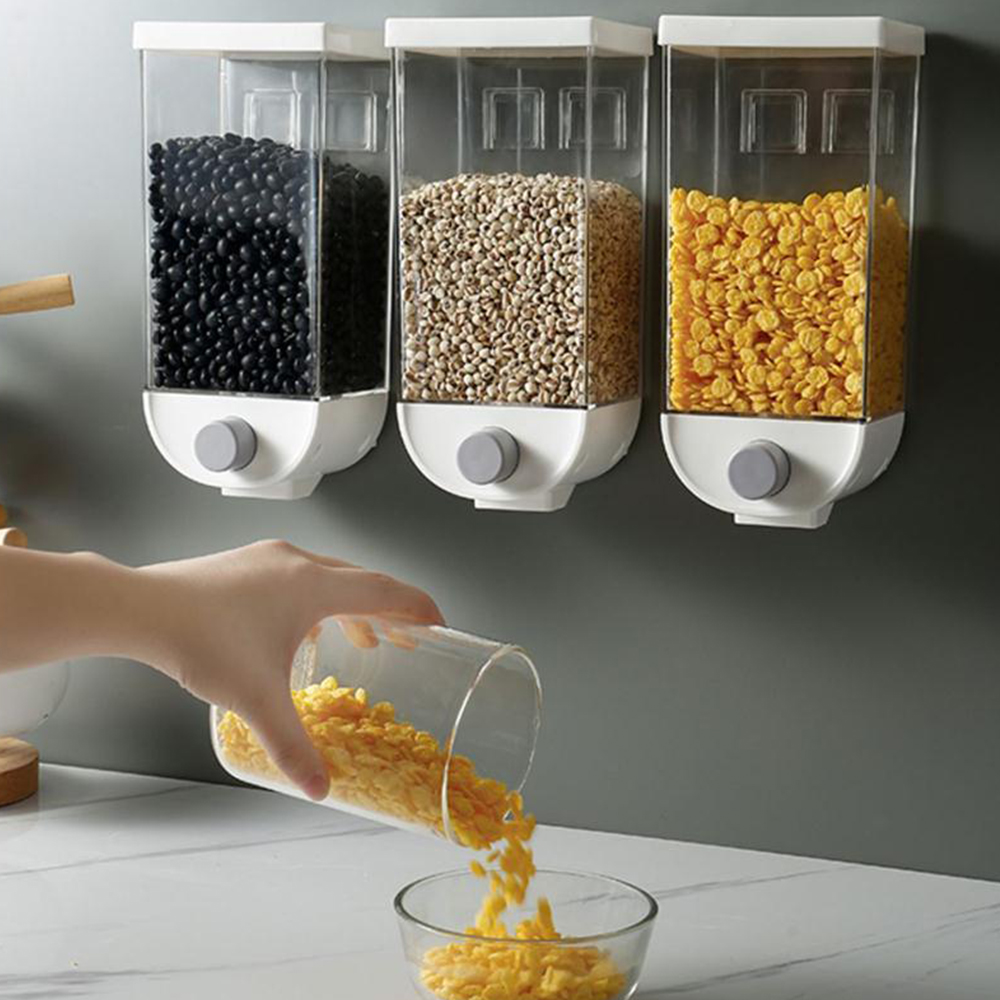 1pc Double Barrel Cereal Dispenser Kitchen Oatmeal Storage
