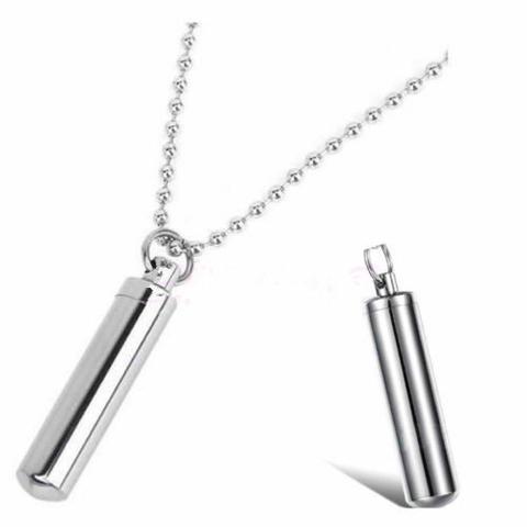 Stainless Steel Perfume Holder Bullet Cylinder Ashes Urn Pendant Angel Wing Charm Memorial Necklace Jewelry ► Photo 1/5