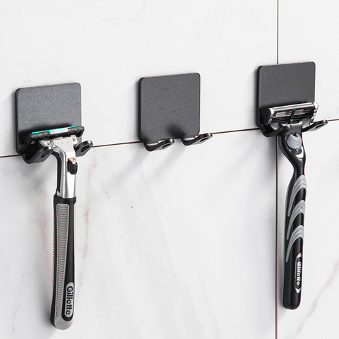 2 Pcs Punch Free Razor Holder Storage Hook Wall Men Shaving Shaver Shelf Bathroom Razor Rack Wall Bathroom Accessories ► Photo 1/5