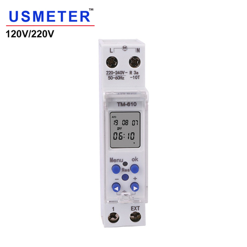 TM610 220V 16A 18mm Single Module Time Timer DIN Rail Programmable Timer Clock Weekly 24hrs Programmable Timer Realy Switch ► Photo 1/6