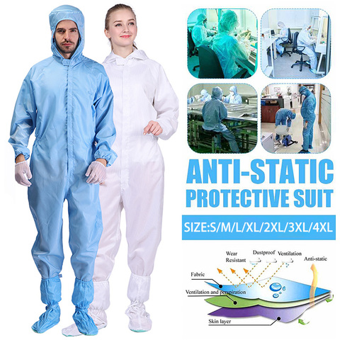 Anti-Static Overalls Hooded Dust-Free Jumpsuit Factory Workshop Male Female Washable Work Clothes Protection Clothes Plus Size ► Photo 1/6