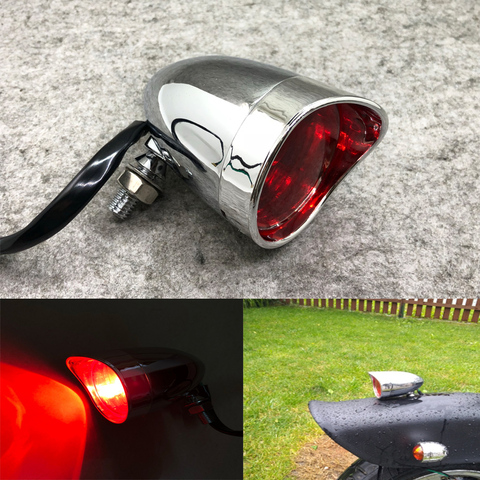 1PC Chrome/Black Motorcycle Rear Tail Light Indicator Aluminum Brake Stop Lamp For Cafe race Harley Sportster Triumph Chopper ► Photo 1/1