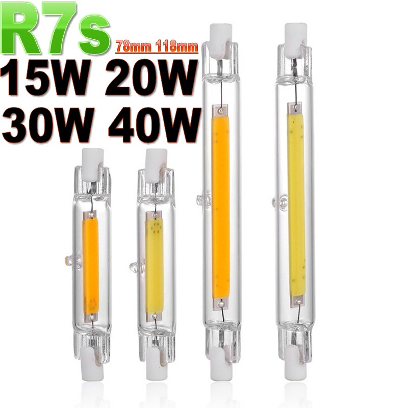 R7S LED Glass Tube COB Bulb 118MM 40W 78MM 20W Corn Lamp J78 J118