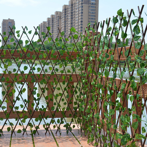 Retractable Artificial Garden Fence Expandable Faux Ivy Privacy Fence Wood Vines Climbing Frame Gardening Plant Home Decorations ► Photo 1/6