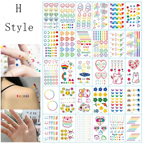 30pcs/20pcs set Fake Tattoo Sticker Art Temporary Tattoos on the Body Waterproof  XuanYa Colorful Heart Temporal Tattoos ► Photo 1/6