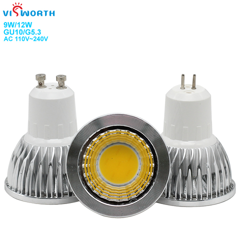 9W COB Led Lamp G5.3 Gu10 Base Spotlight AC/DC 12V~24V AC 110V 220V 240V Aluminum Body Led Bulbs Warm Cold White Led Light ► Photo 1/6