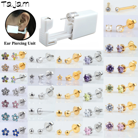 1PC Genenic Sterlised Disposable Safety Nose Ear Piercing Device+Sterile Bezel Crystal Stud Flower Body Piercing Jewelry Baby ► Photo 1/6