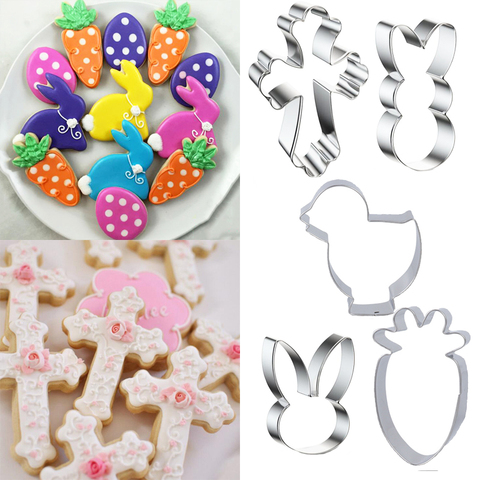 1pcs Easter Eggs Rabbit Chick Radish Cookies Cutter Mold Stainless Steel Mould Baking Cake Tools Easter Decoration for Home ► Photo 1/6