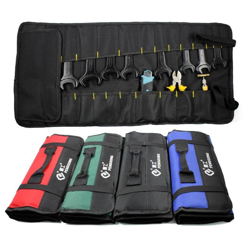 Multifunction Oxford Cloth Folding Wrench Bag Tool Roll Storage Portable Case 