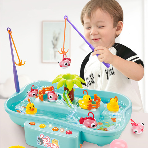 Kids Electric Fishing Toys Water Cycle Music Light Baby Bath Toys Child Game Play Fish Outdoor Toys Fishing Games For Children ► Photo 1/5