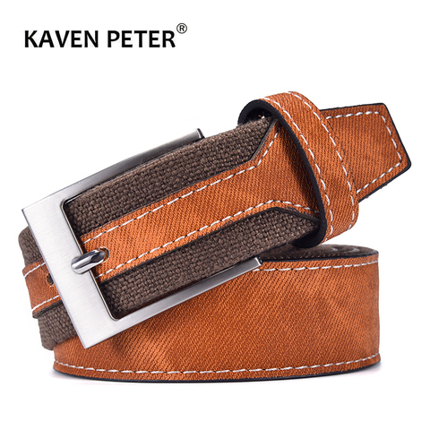 Fashion Denim Belt For Jeans Men Casual Canvas Designer Belts High Quality 3.5 CM Width Patchwork Strap Drop Shipping ► Photo 1/6