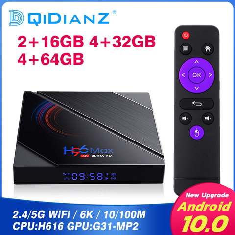 H96 Max H616 Android 10 tv box H616 Quad Core ARM Cortex A53 4K android smart tv box 32GB/64GB android box pk x96q h96max x96 ► Photo 1/6