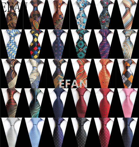 New Design Paisley Plaid Jacquard Woven Silk Mens Ties Neck Tie 8cm Striped Ties for Men Business Suit Business Wedding Party ► Photo 1/6