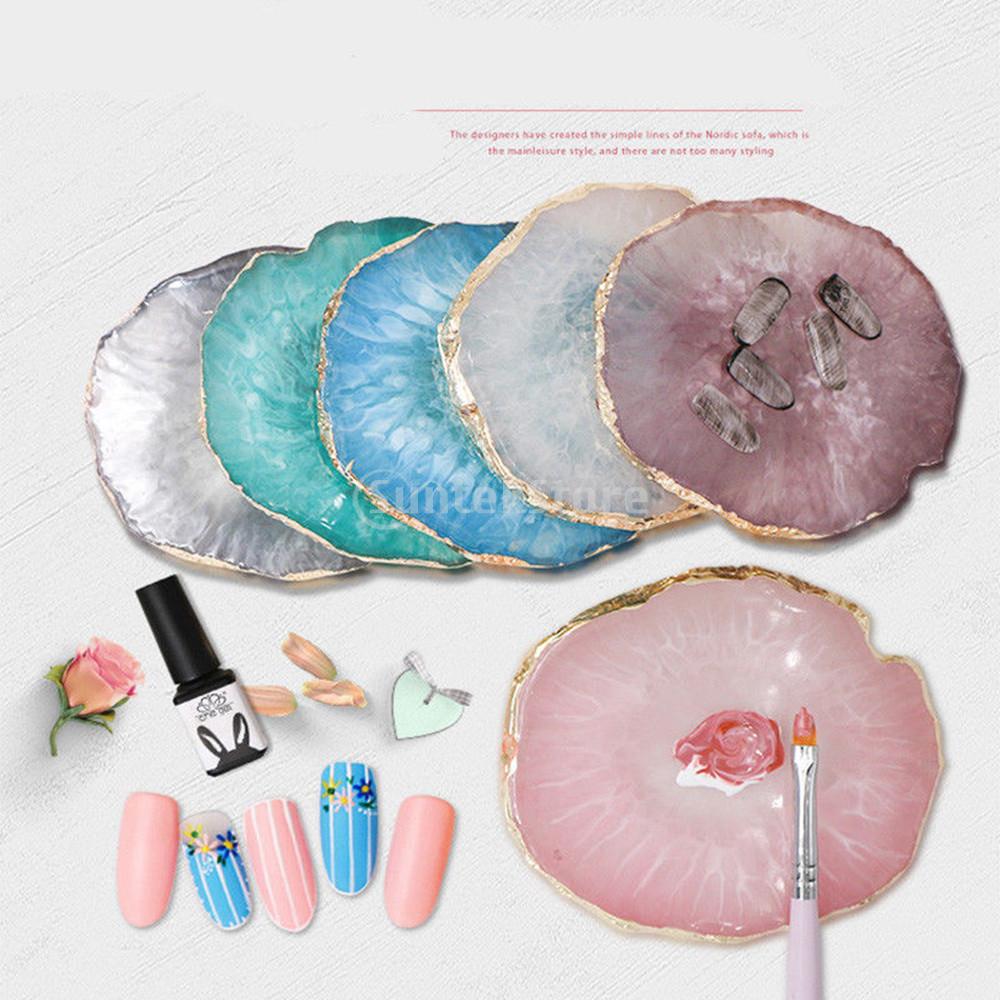 Imitation Agate Nail Art Palette Jewelry Display Pad Color Plate Coaster Mat 