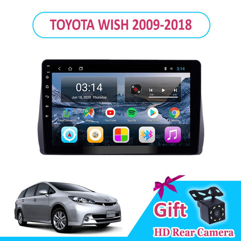 10'' IPS Android 9 TOYOTA WISH 2009-2015/2016/2017/2022 Car Radio Multimedia GPS Navigation Navi Player Auto Stereo 2din WIFI ► Photo 1/6