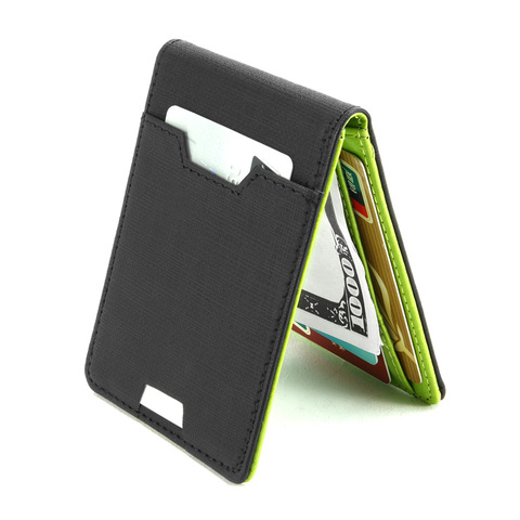 Luxury Slim Money Clip Bifold Wallets for Men 9 Card Cash holder Leather Purse With Zipper Money Bag Coin Pocket Metal Clamp ► Photo 1/6
